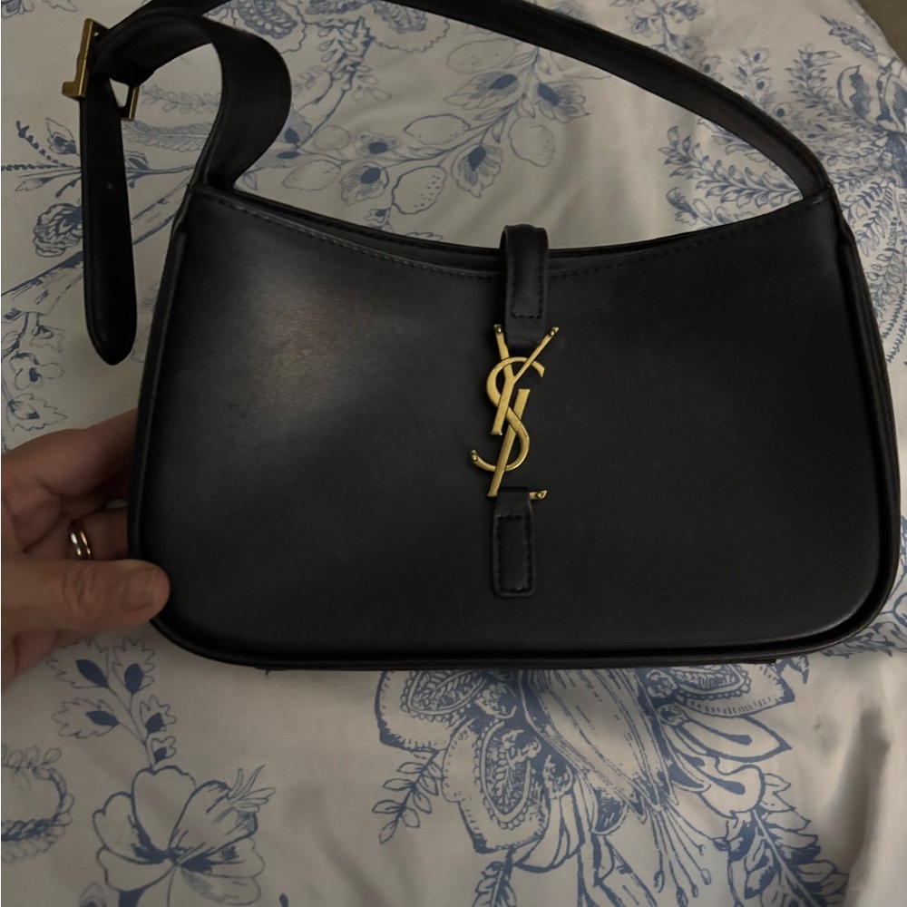 Yves Saint Laurent Black and Gold Shoulder Bag